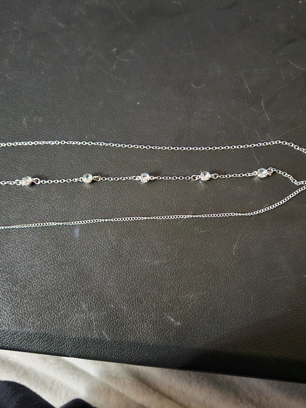 Delicate Silver Layered FAUX Crystal Station Anklet - Rue 21